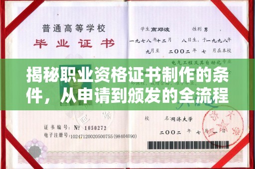 黔东南揭秘职业资格证书制作的条件，从申请到颁发的全流程解析